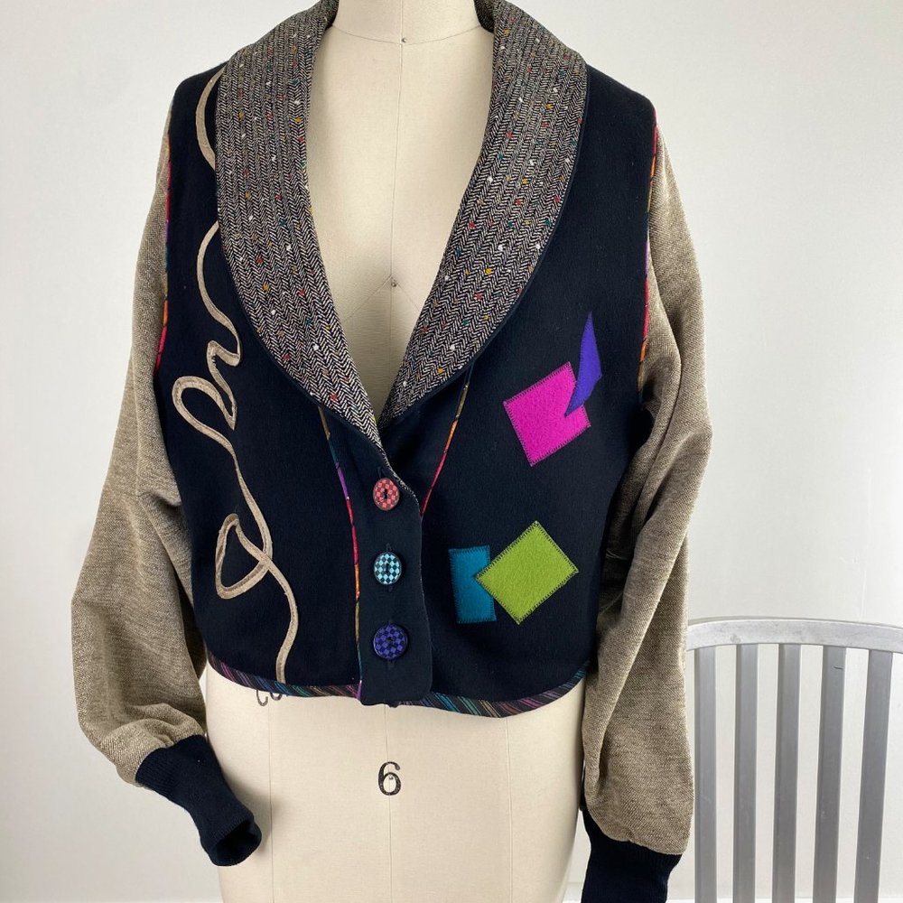 Vintage LYNN MURRAY Art to Wear Abstract Modern Biker Moto Jacket S